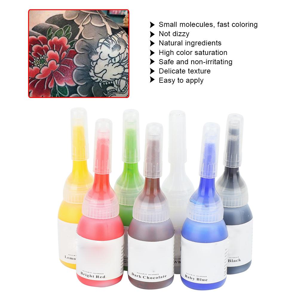 Professional Portable Body Tattoo Ink Long Lasting Fast Coloring Tattoo Pigment 5ml x 7pcs