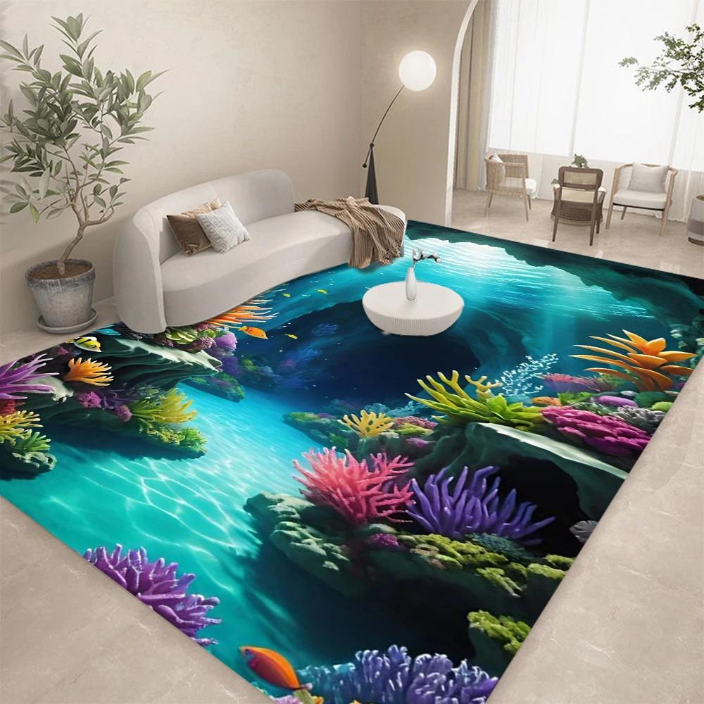 3D Ocean Seawater Beach Water Area Rug,Carpet Rug for Living Room Bedroom Sofa Doormat Decor,Kid Play Crawl Non-slip Floor Mat