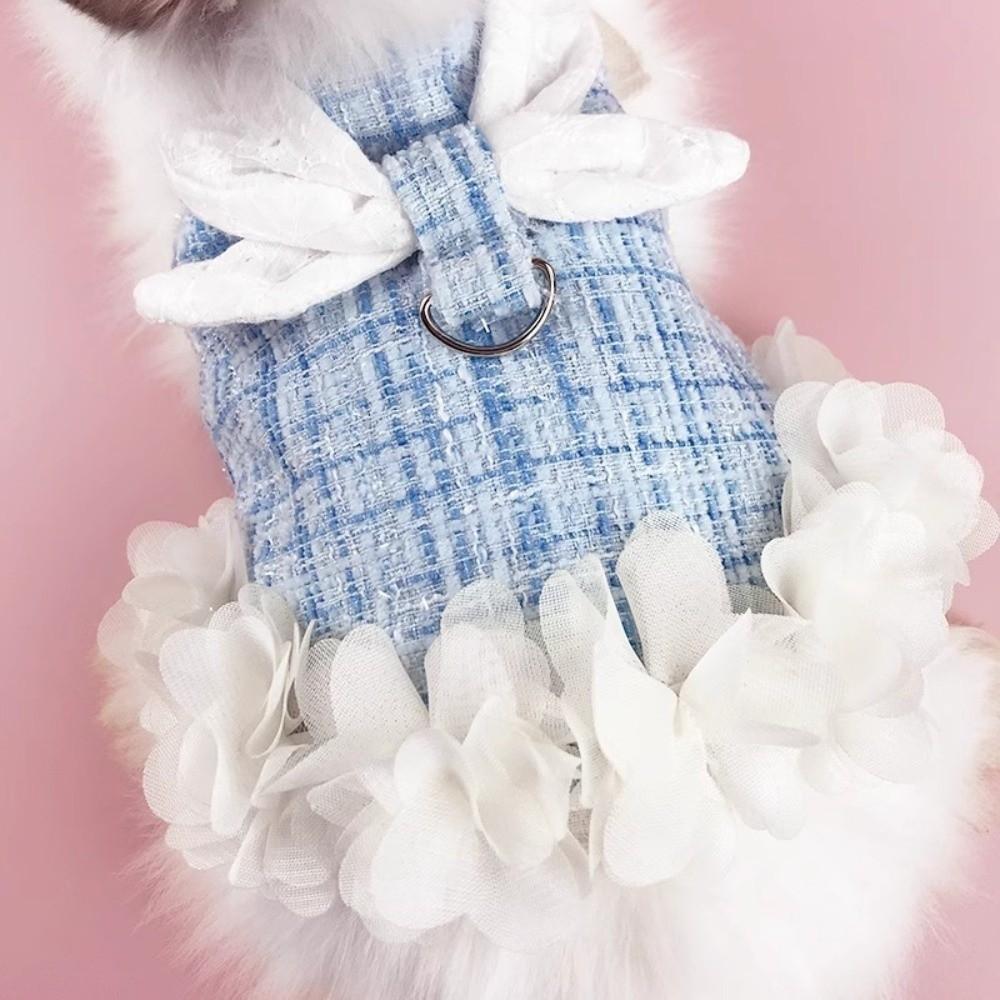 Fashion Adjustable Rabbit Outdoor Harness  Comfortable Pet Traction Suit Plaid Rabbit Sleeveless Dress Outdoor