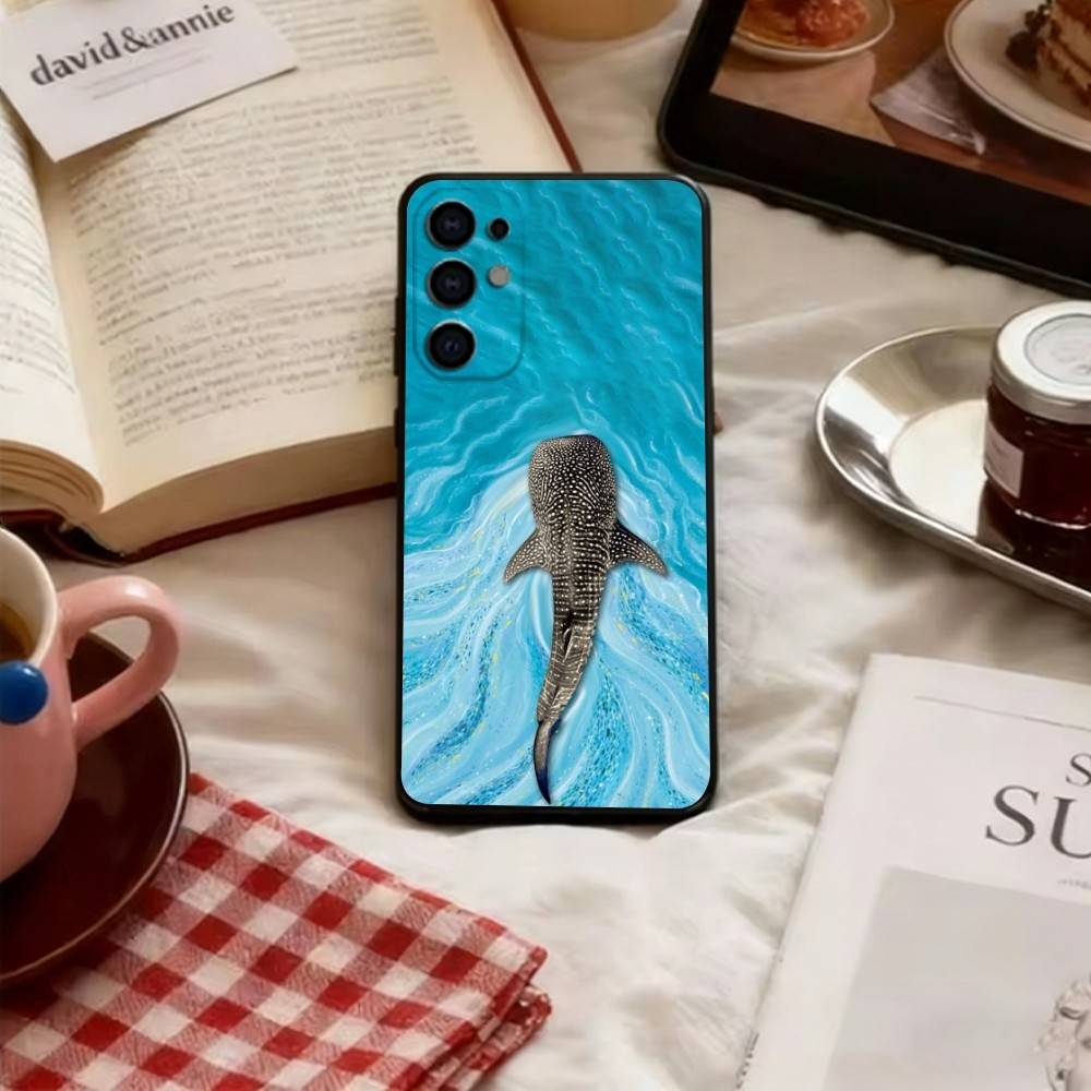 Whale Pattern Phone Case For Samsung S25,S24,S21,S22,S23,S30,Ultra,S20,Plus,Fe,Lite,Note,10,Soft Black Cover