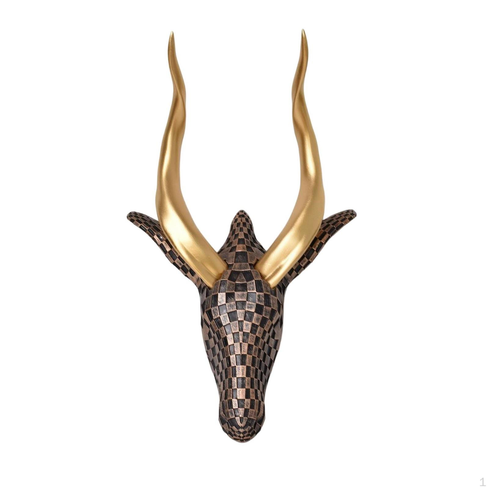 Faux Antelope Head Wall Decor Geometric Sculpture Shiny for Homeowners, Art