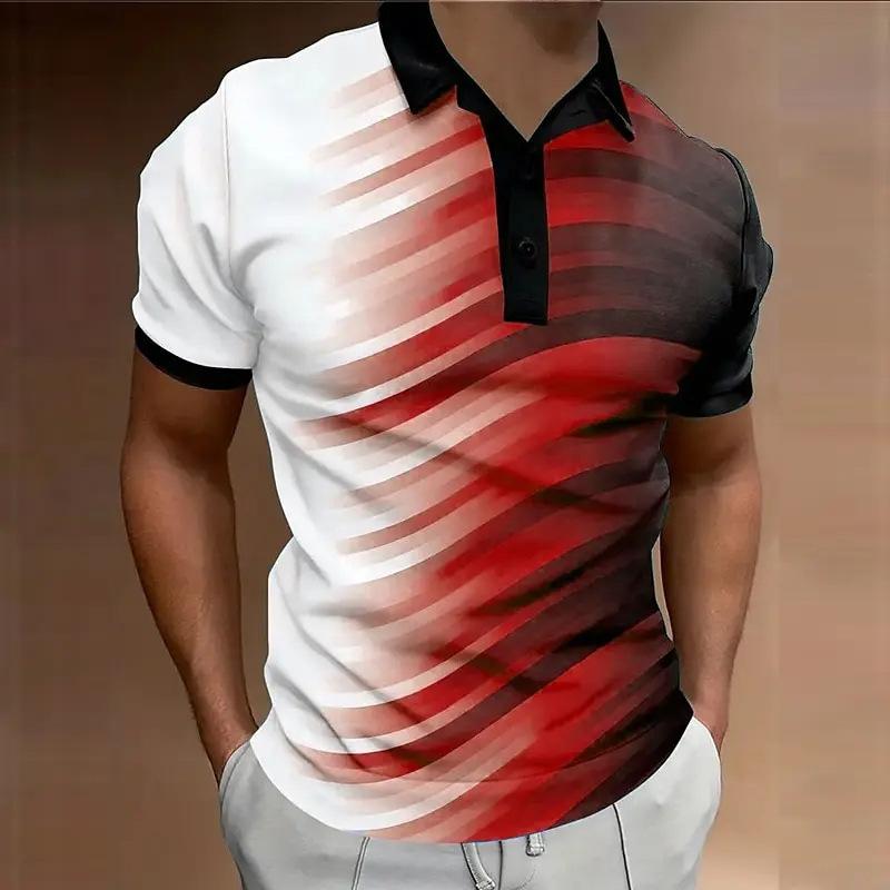 3D Striped Print Street POLO T Shirt 6XL Plus Size Casual Tops