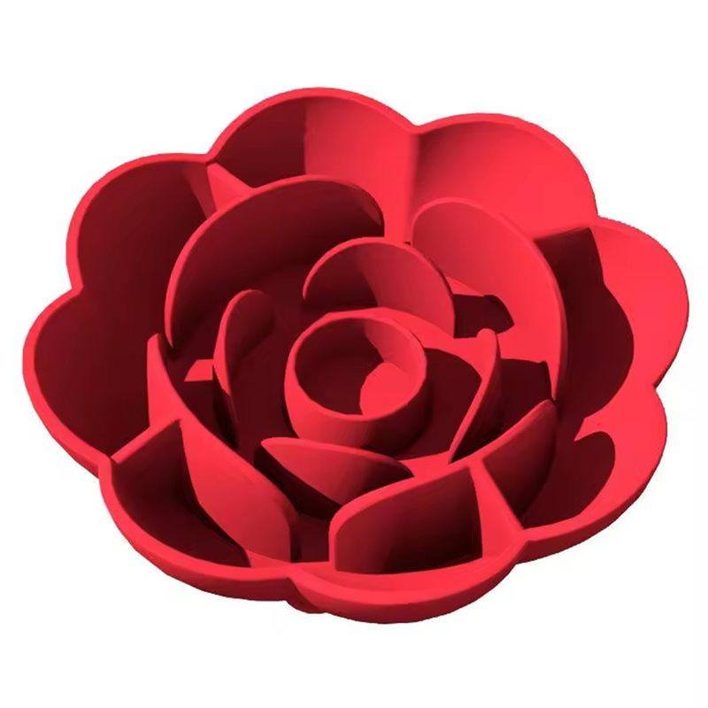 

CYCLI-Pet Supplies Anti-Choking And Anti-Knocking Food Bowl Silicone Rose Shape Dog Cat Bowl With Suction Cup красный