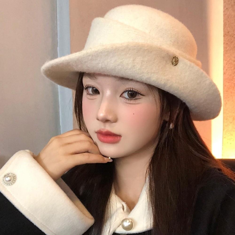 Solid Color Top Hats Curled Fisherman Hat Retro French Beret