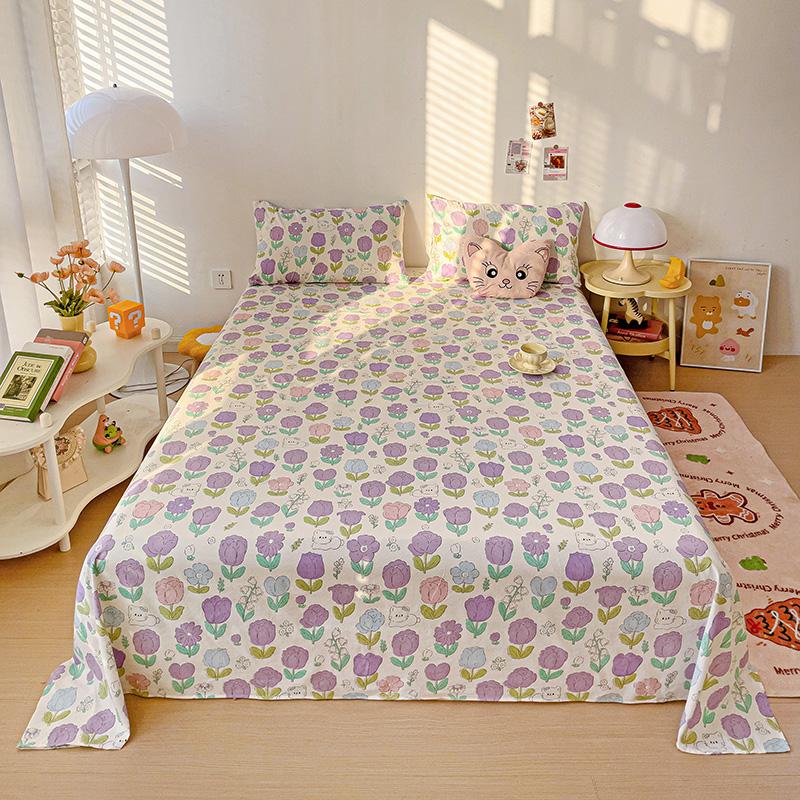 Skin-friendly Flat Bedsheet Cartoon Style Bed Linen Printed Bed Sheet Single/Double Flat Sheets sabana (Pillowcase Need Order)