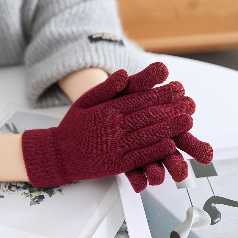 Touch Screen Gloves Winter Women Men Warm Stretch Knit Mittens Imitation Wool Full Finger Guantes Female Crochet Luvas Thicken