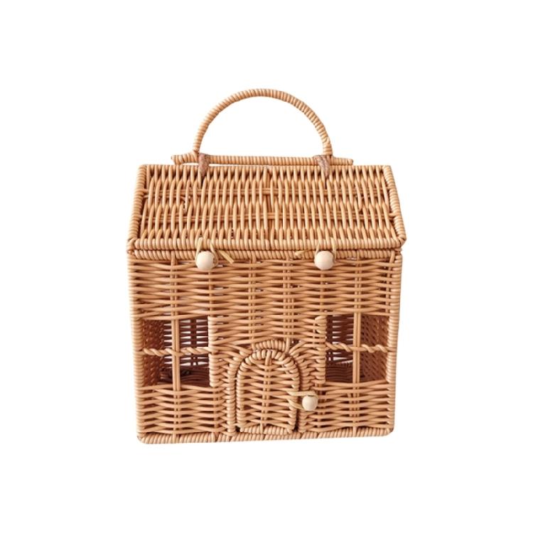 Портативный пластиковый плетеный ящик для хранения ручной работы в форме дома ротанговая сумка декоративный контейнер для хранения рождественских подарков 2660₽