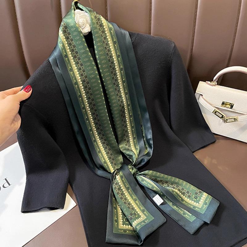 

Natural Real Silk Scarf Women Bandana Scarves Wrap Kerchief Mulberry Spring Fashion Luxury High Quality Hijab 14*145Cm Real Silk 145x14cm