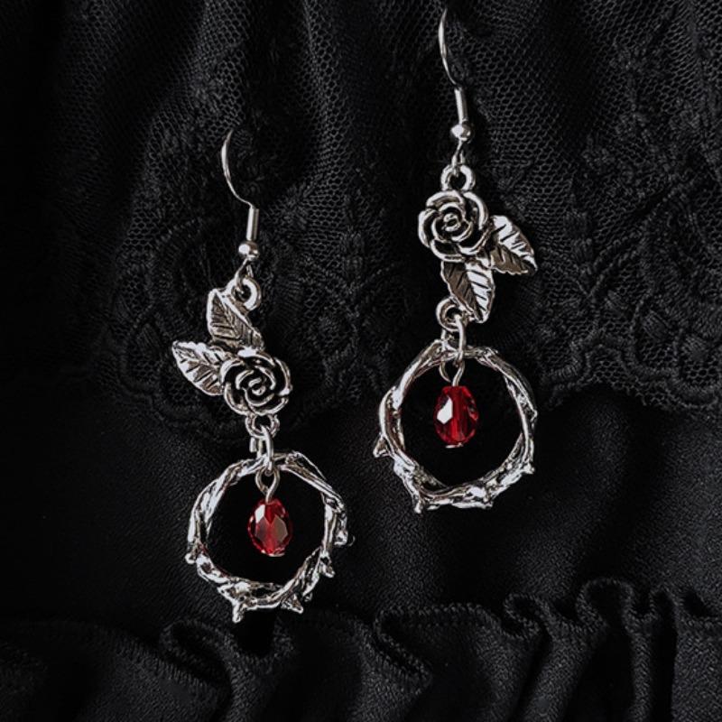 Vintage Gothic Vampire Witch Black Rose Earrings for Women  New Creative Holiday Party Personalized Jewelry Halloween Gifts
