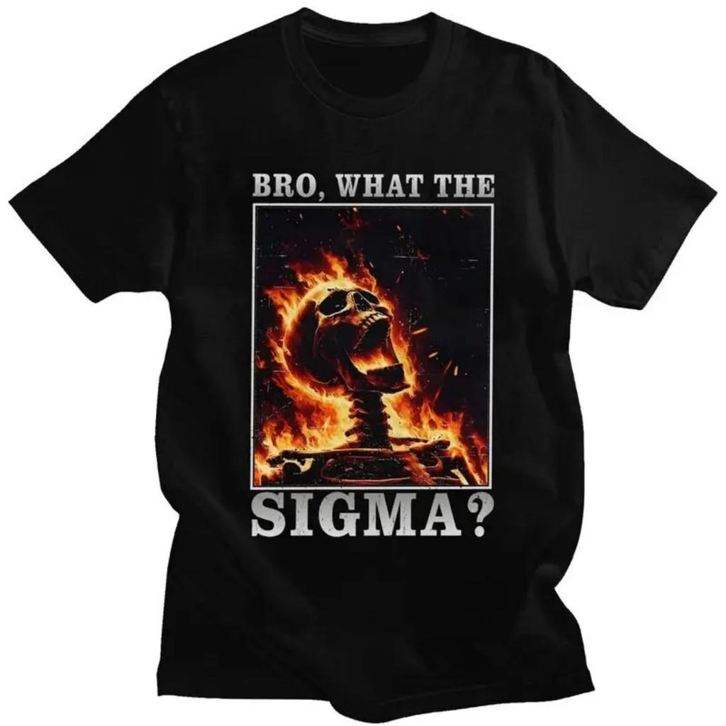 Custom Bro What The Sigma Funny Meme Saying T Shirt for Men Tshirt Fashion Tees Short Sleeves T-shirts Slim Fit Clothing Gift
