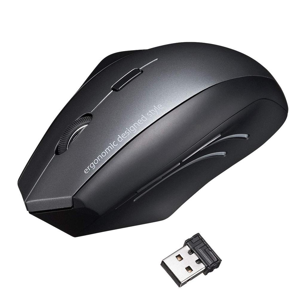 Sanwa Supply Wireless Ergonomic Mouse, Blue LED, 5 Buttons, Large, MA-ERGW8