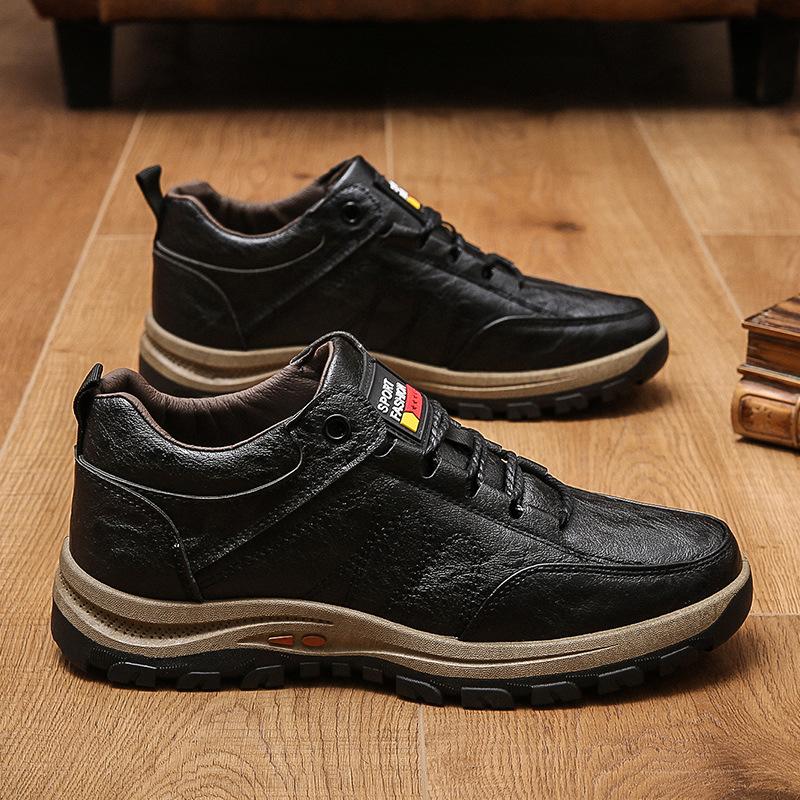 

Модные мужские ботинки 2024 года, повседневные ботинки на весну и осень, мужские новые удобные модные туфли для активного отдыха, мужские кожаные классические мужские ботинки 39-44 44 чёрный