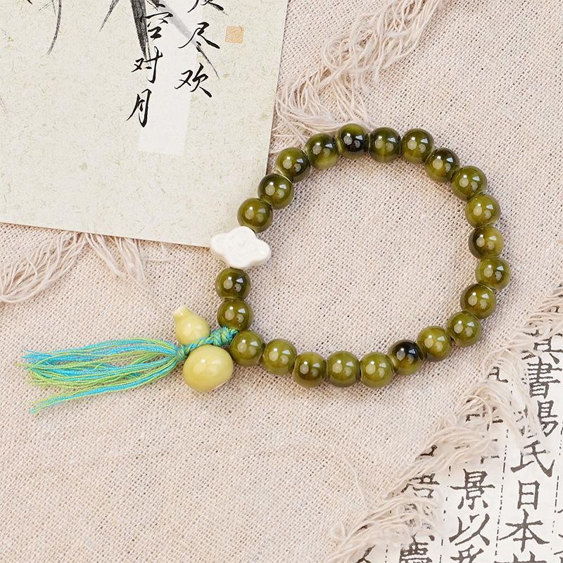 Trendy Multicolored Elastic Ceramic Cucurbit Beaded Bracelet For Women Bohemian Style Jewelry Gift