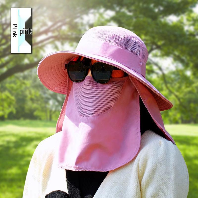 Versatile Summer Sun Hat with Large Brim and Shawl for Fishing, Mountaineering, and Sun Protection