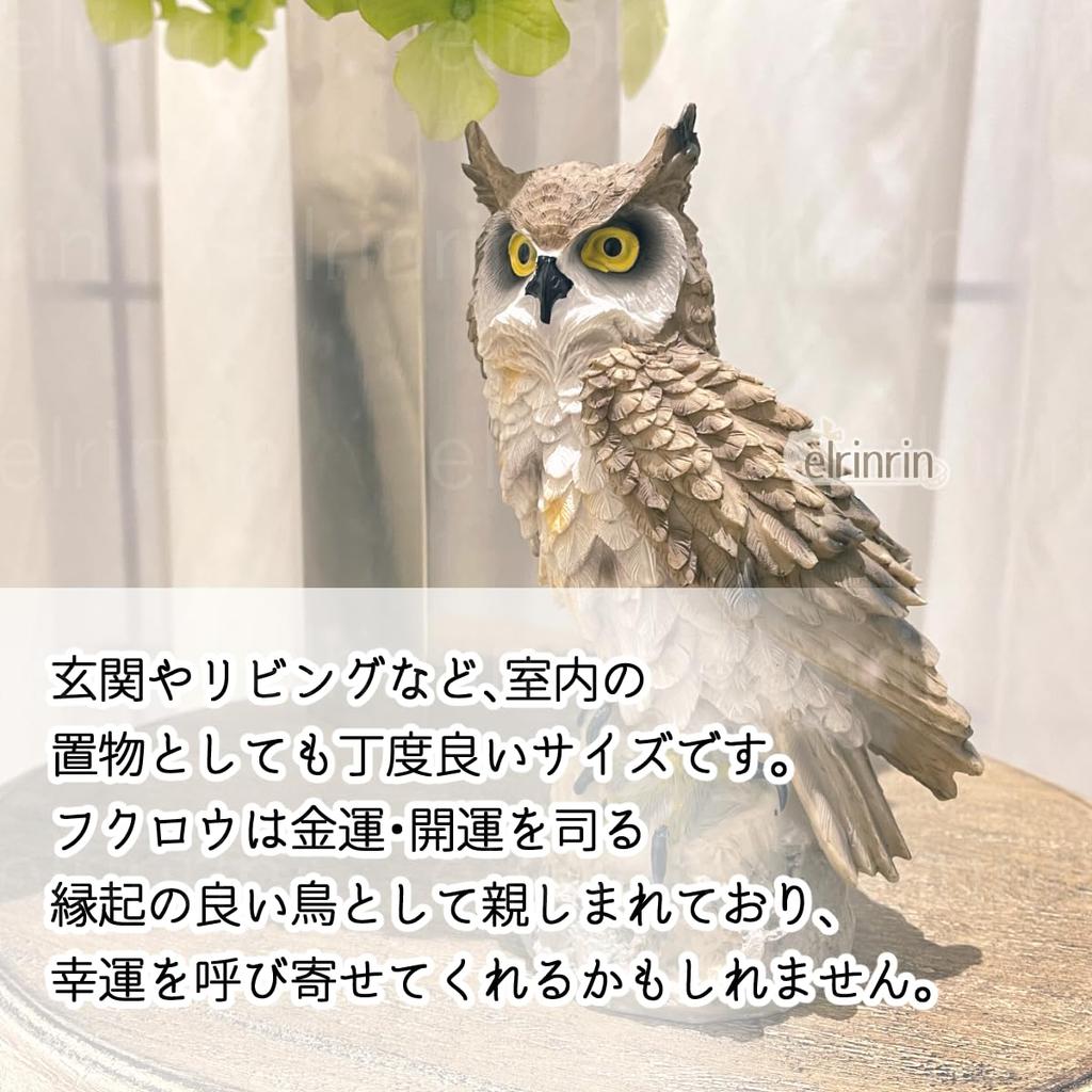 elrinrin Owl Ornament, Garden Object, Gardening Monument, Crow Deterrent, Realistic, Feng Shui, Good Luck Charm (Black and White Set)