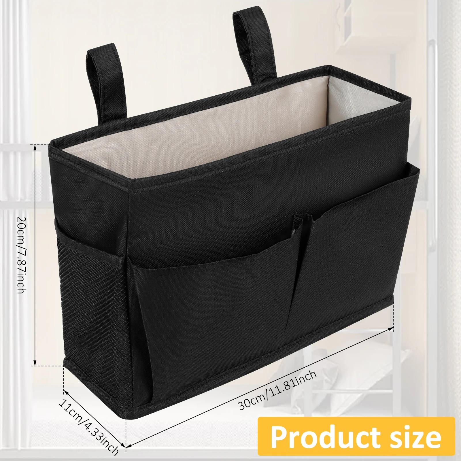 

Bedside Storage Bag Cotton Linen Large Capacity Bedside Organizer with Side Pockets Hanging Bunk Bed Caddy for College Dorm Room