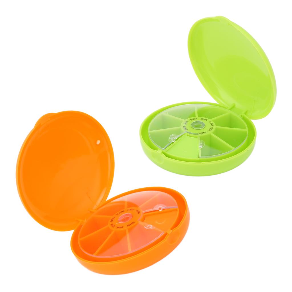 Seven Grids Rotating Pills Box Round 7 Compartments Pills Organizer for Home Travel