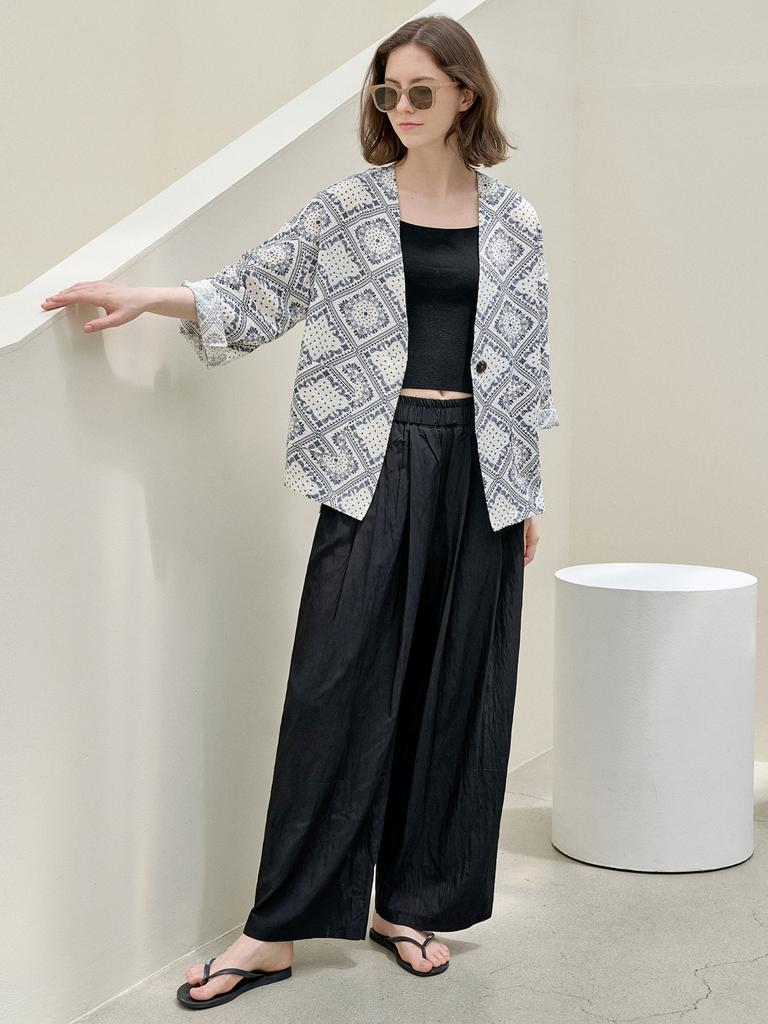 AVANT-G Summer Wide Banding Pants - Black