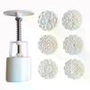 7pcs/set Flower Shaped Mooncake Mold Cake Mold Hand Pressure Fondant Moon