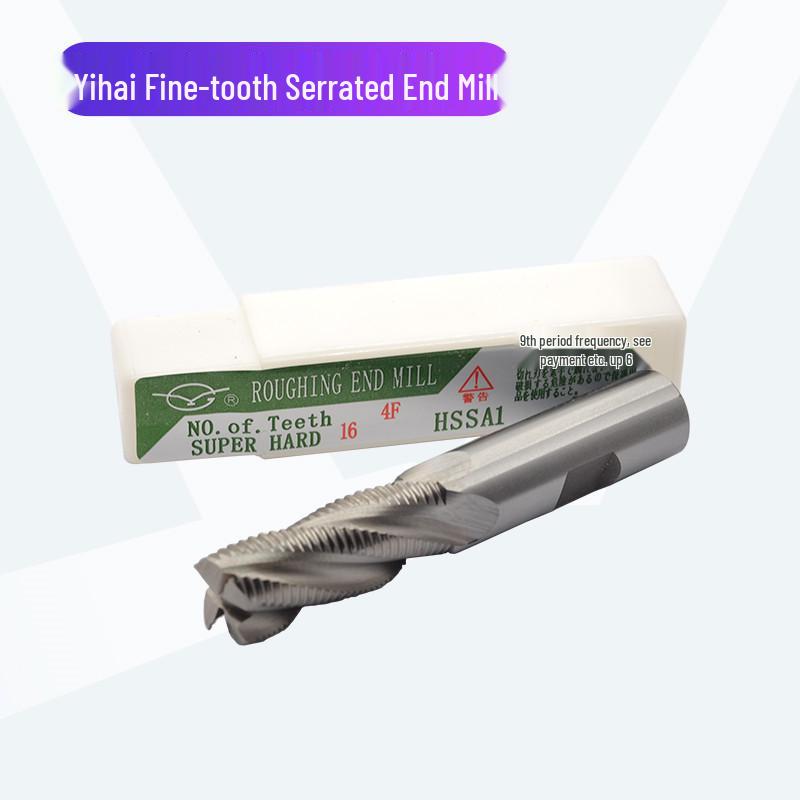 Yihai White Steel 4-Flute Wave-Tooth End Mill, 10mm, for Aluminum, Super Hard, Fine and Coarse Teeth, 11 Corrugations.