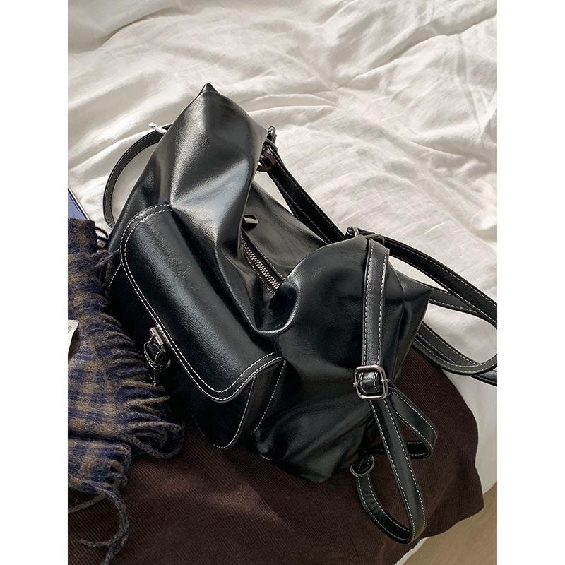 

Super retro backpack bag women s autumn 2025 new trendy fashion Korean version tote bag versatile large-capacity backpack чёрный