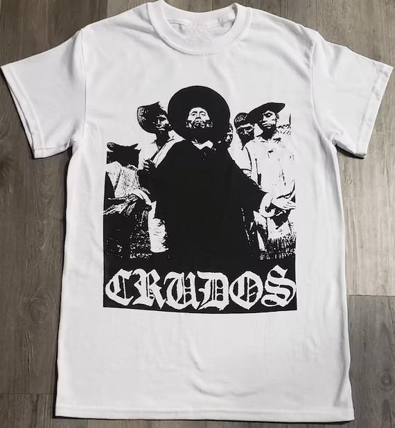 

Vintage Los Crudos Heavy Cotton White Full Size Unisex Tee Shirt MM1596 Unisex T-Shirt XXXXL