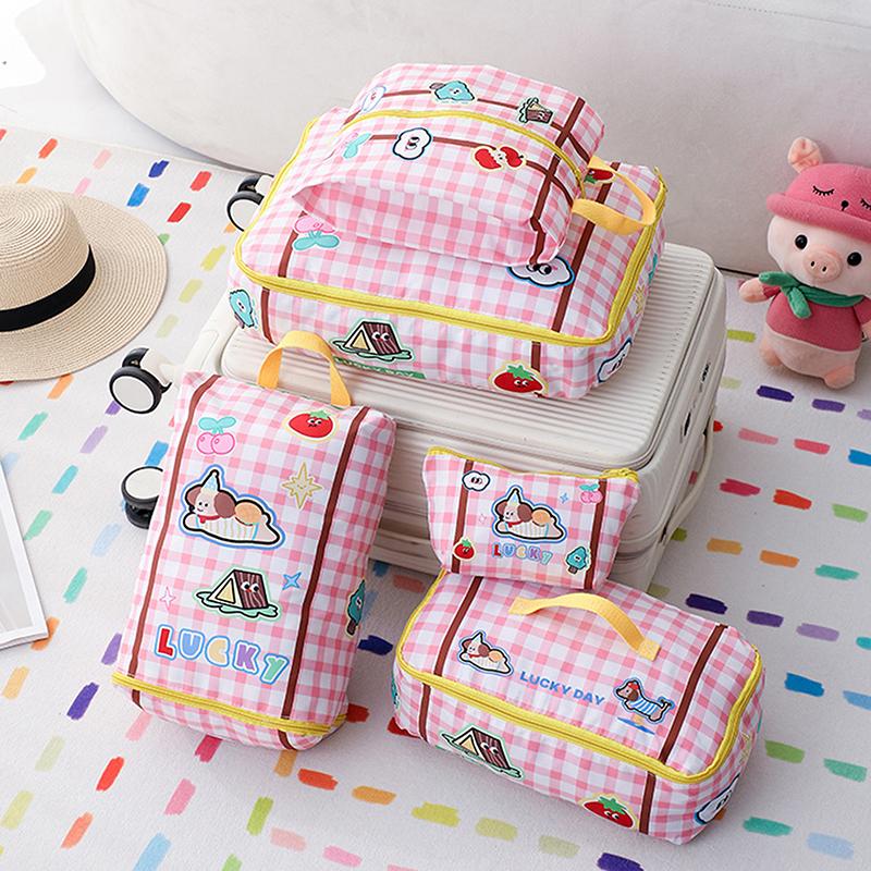 Cute Travel Storage Bag Large Capacity Waterproof Cartoon Portable Clothes Underwear Shoes Luggage Storage Bag With Zipper