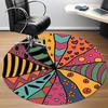 1pc Hippie Patterns Office Round Area Rug, Indoor Mat Suitable For Office, Under Office Chairs Bedroom Living Room Home Decor, Room Deco 037