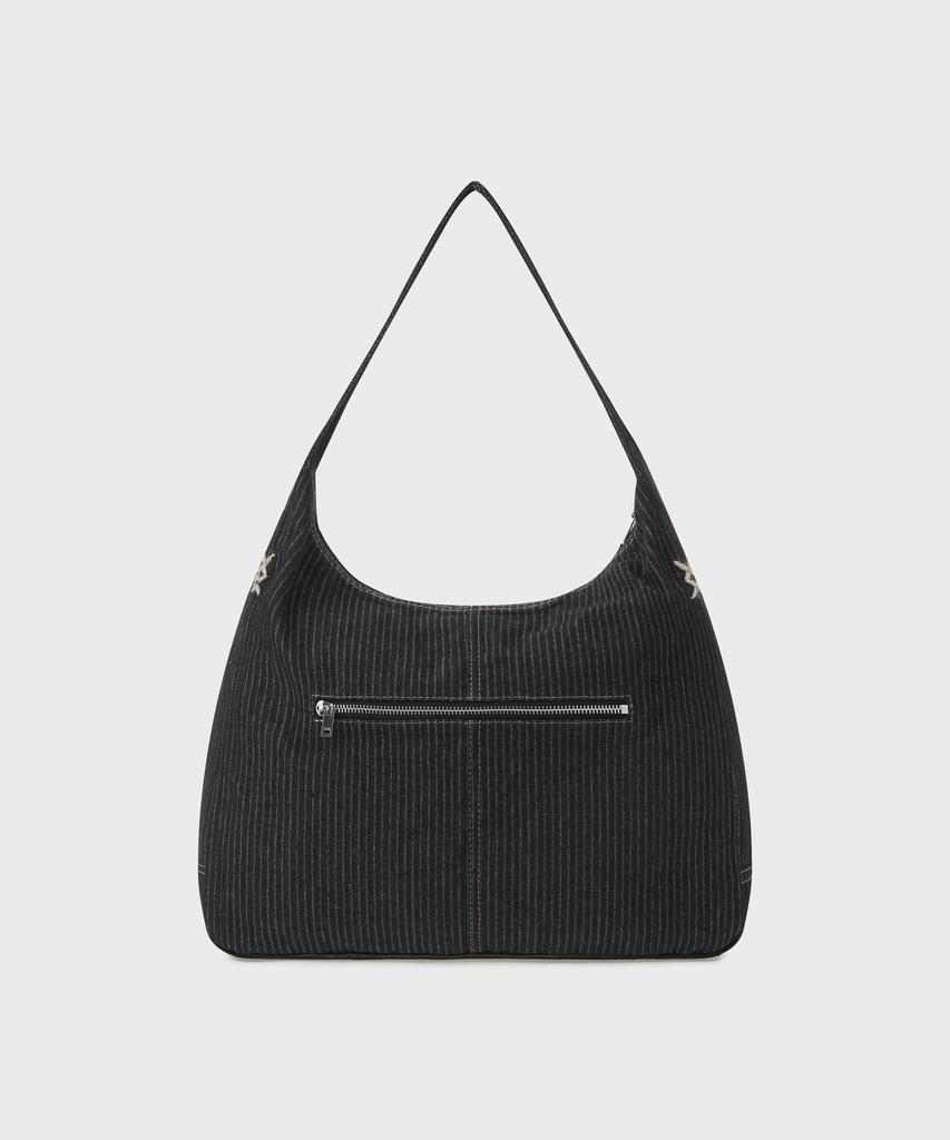 Sunlit Denim Hobo Bag (Black)