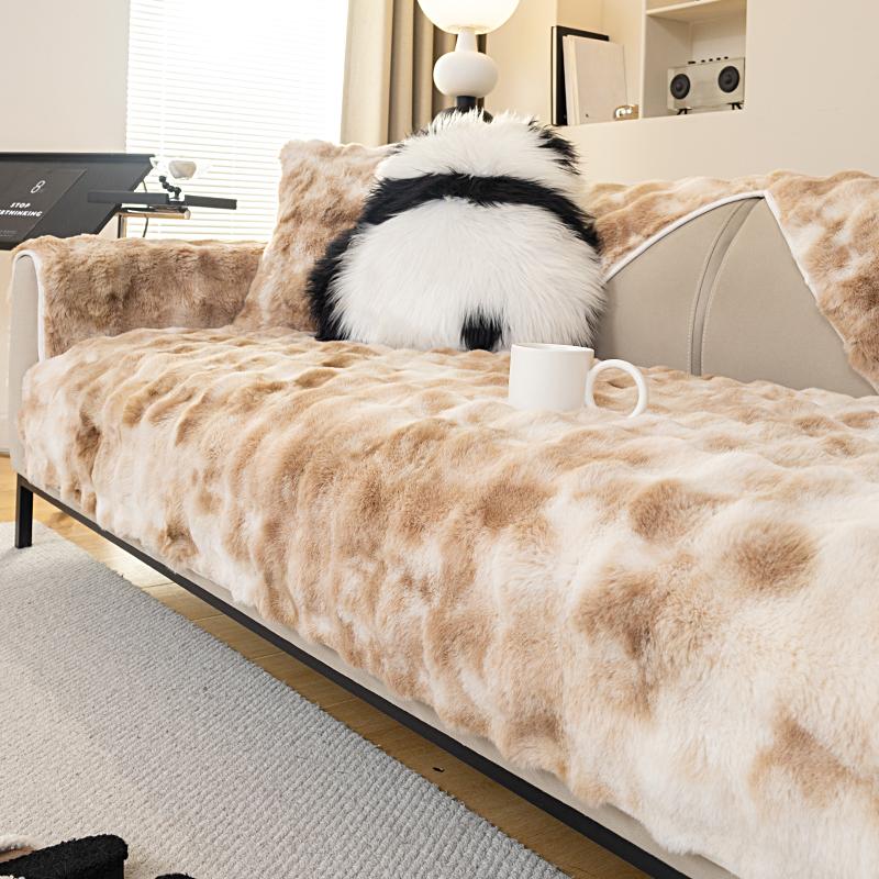 Plyšový gradientní sametový potah na pohovku pro zimní teplo, zesílený plyš, jemný a měkký, oblíbený mazlíčky, protiskluzová ochrana pohovky