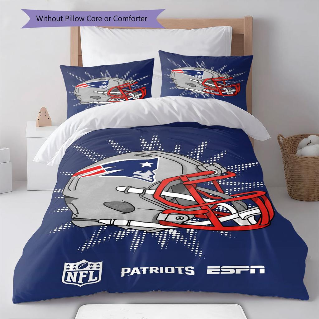 New England Patriots Pattern Bedding Home Decoration Birthday Gift ( 1 Duvet Cover + 2 Pillowcase, Without Core),fan Merchandise.