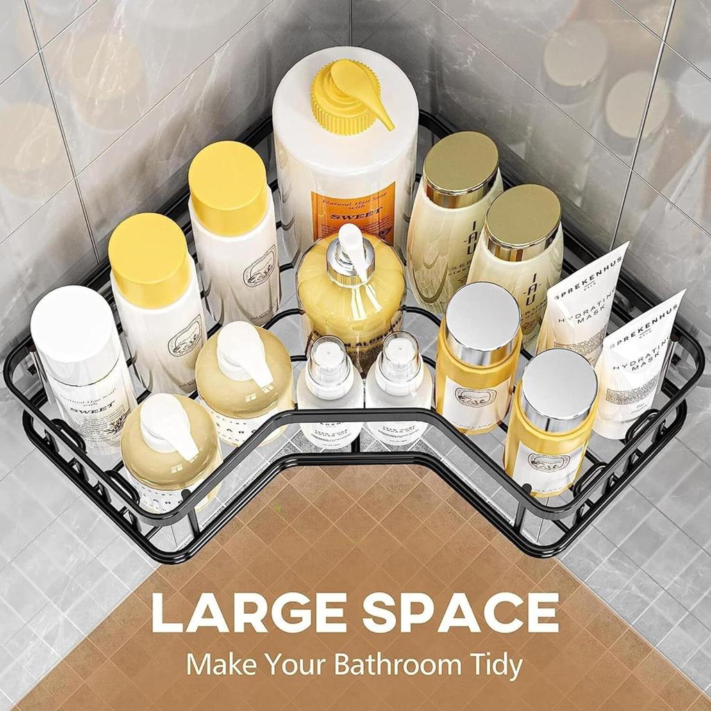 Rohová police do koupelny | Samolepicí koupelnová police bez vrtání | Kompaktní design Koupelnová rohová police se snadnou instalací | Ideální