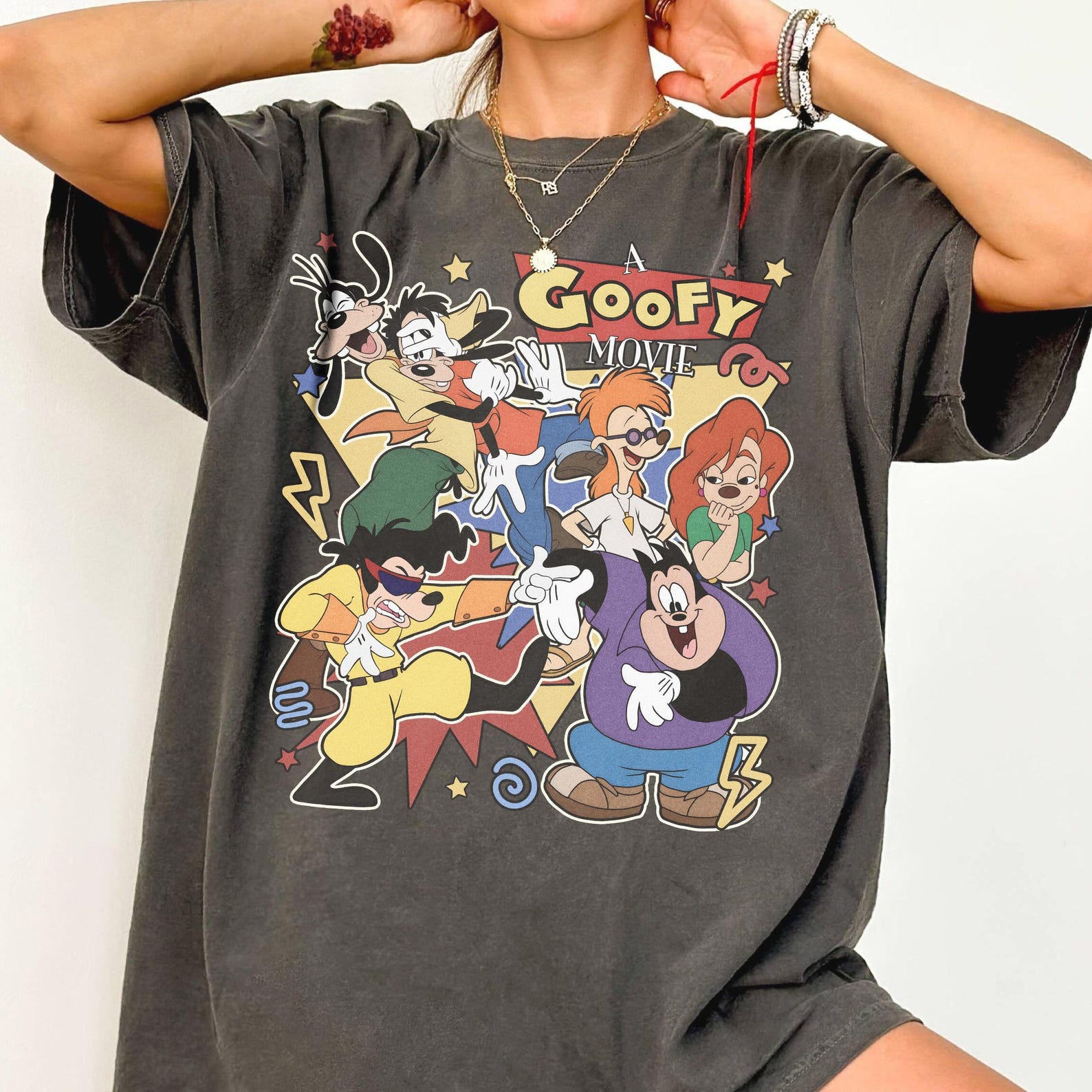 Retro 90s A Goofy Movie Shirt, Max Goof Roxanne Powerline Tee, Disney Vacation Top L