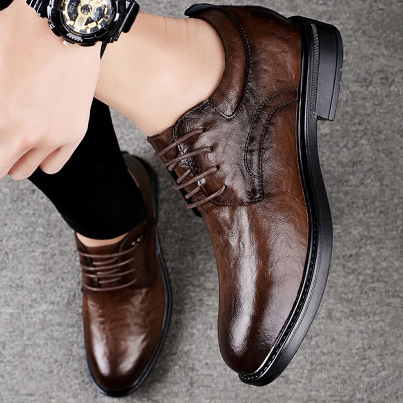 New Men Leather Shoes For Men Business Dress Shoes Invisible Inner Height Increasing Man Shoes 8CM Wedding Shoes Big Size 36-47