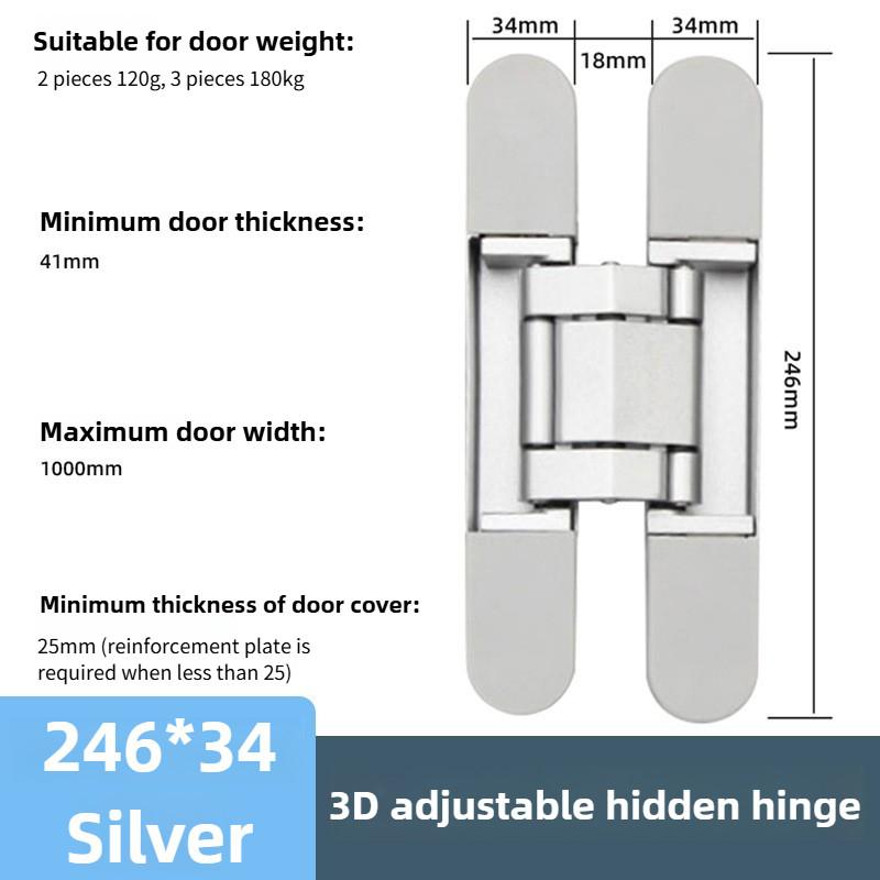 3D Hardware Supplies Hidden Door Hinges Adjustable Hotel Folding Door Inward and Outward Opening Concealed Door Closer