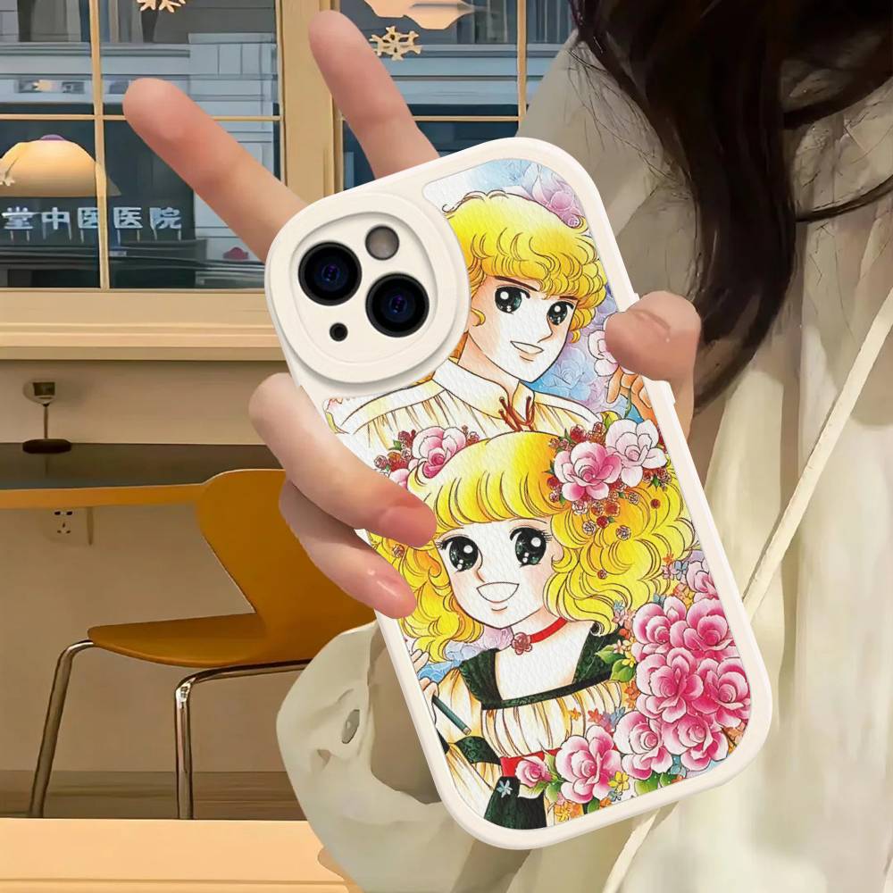 Classic C-Candy C-Candy Anime Leather Phone Case For IPhone 16 14 15 Pro Plus 13 12 11 Pro Max Silicone Cover