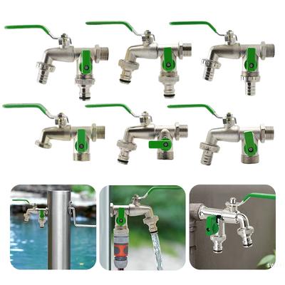 1/2'' 3/4''Double Head Water Faucet Zinc Alloy Splitter Connector Coupling Adapter Valve Switch Garden Hose Irrigation Tap Joint