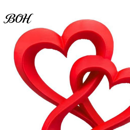 Wedding Room Ornament Intertwined Hearts Figurine, 3D Printed Love Statue, Table Living Display Decor Centerpiece Sculpture for Romantic Gift