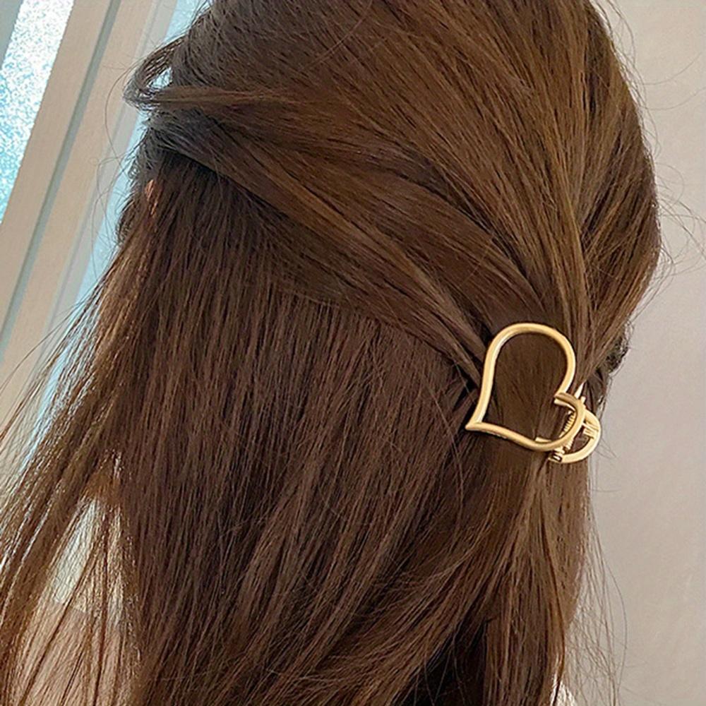 

Single Heart Shaped Hair Clip Compatible for Women Minimalist Elegant Hairpins with Smooth Clamp, Hold for Braids, Buns, Ponytails, Updos Hollow Out S золотистый