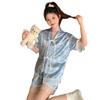Fashion National Style High-End Short-Sleeved New Chinese Loungewear, Women Can Wear Ice Silk Suit Pajamas Outside