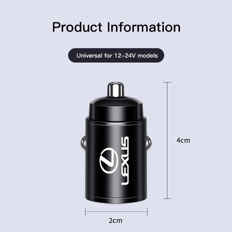 Car Quick Charger Type-C USB Port 3-In-1 Charging Line For Lexus F SPORT GS GX IS LS LX CT LC RC LBX NX RX 350h 450h ES UX 300e
