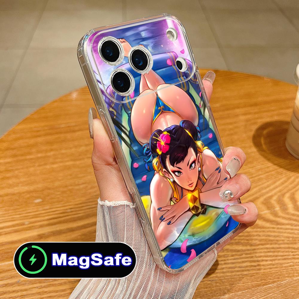 Street Fighter Chunli Phone Case for iPhone 17 16 15 14 13 12 11 Air Pro Max Plus Mini Magsafe Clear Colorful Cover Pretty Cover