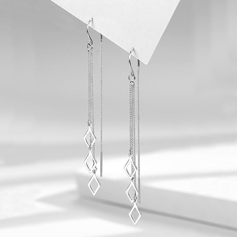

VOQ New Geometric Rhombus Earrings for Women Temperament Tassel Long Ear Line Earring 2025 Fashion Jewelry