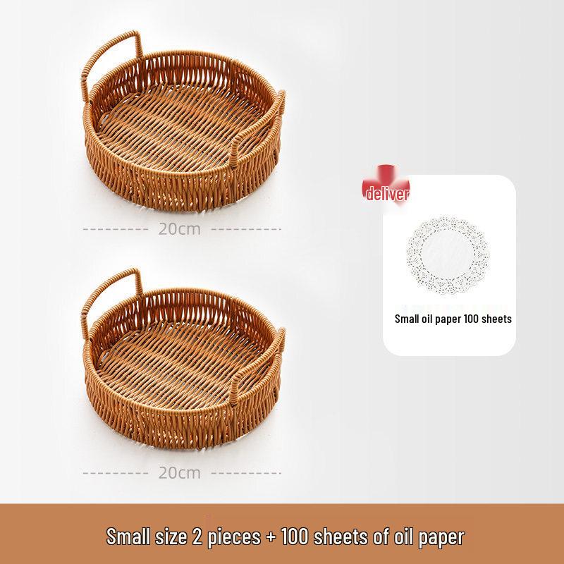 Chinese Style Rattan Woven Serving Basket Tray