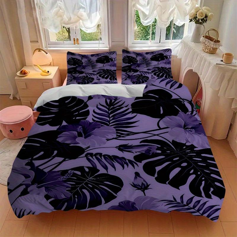 3pcs Tropical Leaves Bedding Set, Breathable and Soft, Suitable for Bedroom Decor (1*Duvet Cover + 1/2*Pillowcases, No Core) yy250821122
