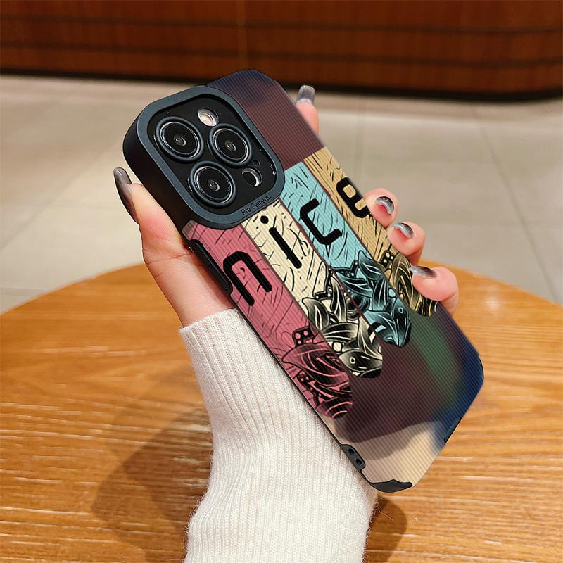 Vertical Grain Leather Shell Best Nice Printed Patterned Shockproof Soft Silicone Case with Camera Lens Full Protection for iPhone