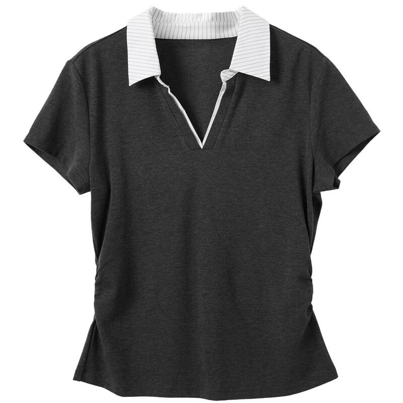 Women's Striped Slim Fit Polo T-Shirt