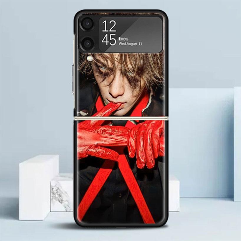 J-Jackson Wang Singer Black Cover for Samsung Galaxy Z Flip 7 6 5 4 3 5G Phone Case Flip7 Flip6 Flip5 Flip4 Flip3 Pattern Case G