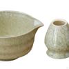 2 Piece Ceramic Matcha Bowl Tea with Spout And Frother Holder Traditional Japanese