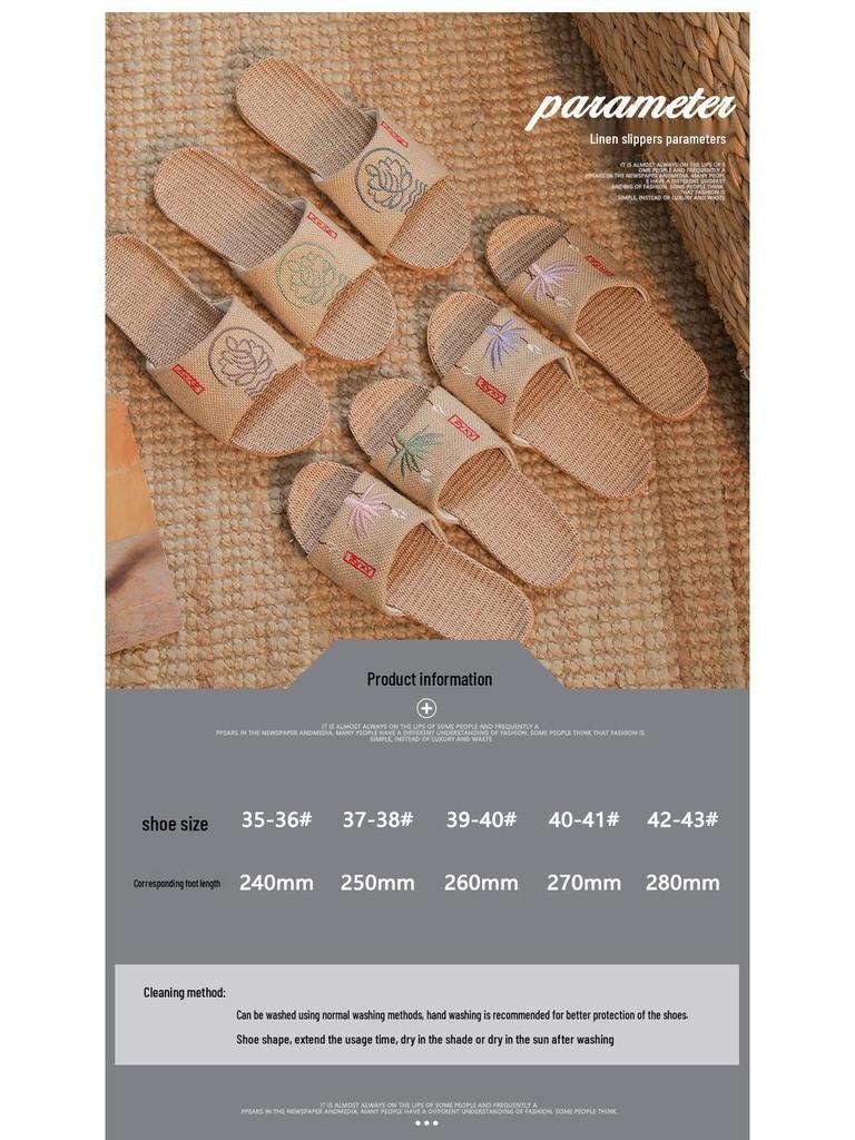 Summer Linen Embroidered Non-Slip Slippers for Men & Women